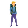 Hiker backpack icon, cartoon style