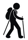 Hiker with bag and walking cane, eps.