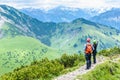 Hiker in beautiful landscape of Alps in Germany - Hiking in the mountains