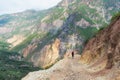 Hiker in Canyon Colca Peru Royalty Free Stock Photo