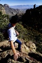 Hiker at Canyon Overlook Royalty Free Stock Photo