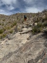 HIker Climbs Steep Section Of Telephone Canyon Trail