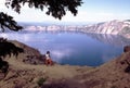 Hiker at Crater Lake Royalty Free Stock Photo