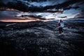 Hiker in Crater of the Moon National Monument Royalty Free Stock Photo