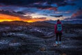 Hiker in Crater of the Moon National Monument Royalty Free Stock Photo