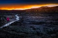 Hiker in Crater of the Moon National Monument Royalty Free Stock Photo