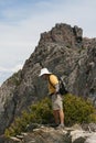 Hiker on edge of mountain