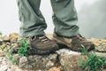 hiker enjoy the view on the top of great wall Royalty Free Stock Photo