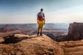 Hiker enjoying the view in the Dead Horse Point State Park Royalty Free Stock Photo