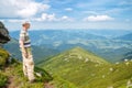 Hiker enjoying view of mountains