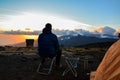 Hiker in the evening sun - Kilimanjaro, Tanzania, Africa Royalty Free Stock Photo
