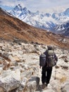 Hiker on Everest Base Camp Trek, Nepal Himalaya Royalty Free Stock Photo