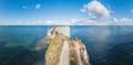 Hiker at the famous Old Harry Rocks, the most eastern point of the Jurassic Coast, a UNESCO World Heritage Site, UK Royalty Free Stock Photo