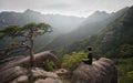 Hiker Finding Solitude in Gaya Mountain, Korea