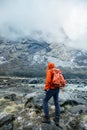 Hiker at foothill Royalty Free Stock Photo