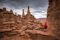 Hiker in Goblin Valley State Park, Utah, USA