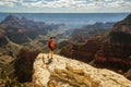 A hiker in the Grand Canyon National Park, North Rim, Arizona, U Royalty Free Stock Photo