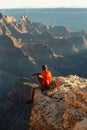 A hiker in the Grand Canyon National Park, North Rim, Arizona, U Royalty Free Stock Photo