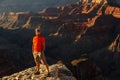 A hiker in the Grand Canyon National Park, North Rim, Arizona, U Royalty Free Stock Photo