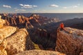 A hiker in the Grand Canyon National Park, North Rim, Arizona, U Royalty Free Stock Photo