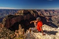 A hiker in the Grand Canyon National Park, North Rim, Arizona, U Royalty Free Stock Photo