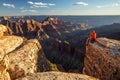 A hiker in the Grand Canyon National Park, North Rim, Arizona, USA Royalty Free Stock Photo