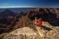 A hiker in the Grand Canyon National Park, North Rim, Arizona, USA Royalty Free Stock Photo