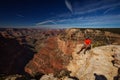 A hiker in the Grand Canyon National Park, North Rim Royalty Free Stock Photo
