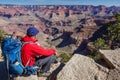 A hiker in the Grand Canyon National Park, South Rim, Arizona, U Royalty Free Stock Photo