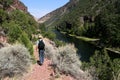Hiker by Green River in Utah