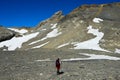 Hiker in the high mountains Royalty Free Stock Photo