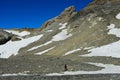 Hiker in the high mountains Royalty Free Stock Photo