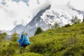 Hiker in highlands of Altai mountains, Russia