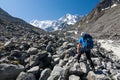 Hiker in highlands of Altai mountains, Russia