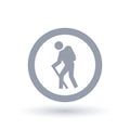 Hiker icon. Backpack hiking symbol. Hike trail sign.