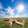 Hiker lies Royalty Free Stock Photo