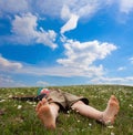 Hiker lies Royalty Free Stock Photo