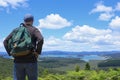 Hiker looking at beautiful ocean views