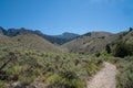 Hiker makes her way up to Goldbug Hot Springs in Idaho, in the Salmon Challis National Forest