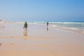 Hiker on the Malhao beach - Portugal Royalty Free Stock Photo