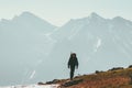 Hiker Man alone climbing in mountains Lifestyle travel Royalty Free Stock Photo