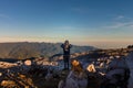 Hiker man taking a picture of the rocky landscape in the Volcan Poas National Park in the Alajuela province of Costa Rica Royalty Free Stock Photo