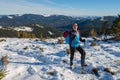 Hiker with mobile phone