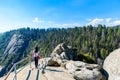 Hiker at Moro Rock. Hiking in Sequoia National Park, California, USA