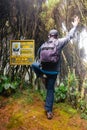 Rear view of hiker at Mount Gahinga in the Mgahinga Gorilla National Park, Uganda