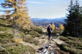 Hiker on mountain path Royalty Free Stock Photo