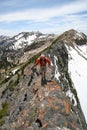 hiker on mountain ridge