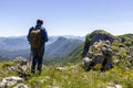 Hiker on mountain Royalty Free Stock Photo