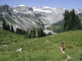 Hiker in the mountains Royalty Free Stock Photo