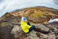 Hiker in the mountains, Iceland Royalty Free Stock Photo